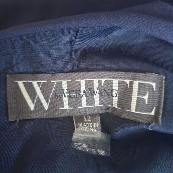 WHITE by Vera Wang Midnight Pleated Waist Tie One Shoulder Cocktail Dress Sz 12 - Picture 6 of 16